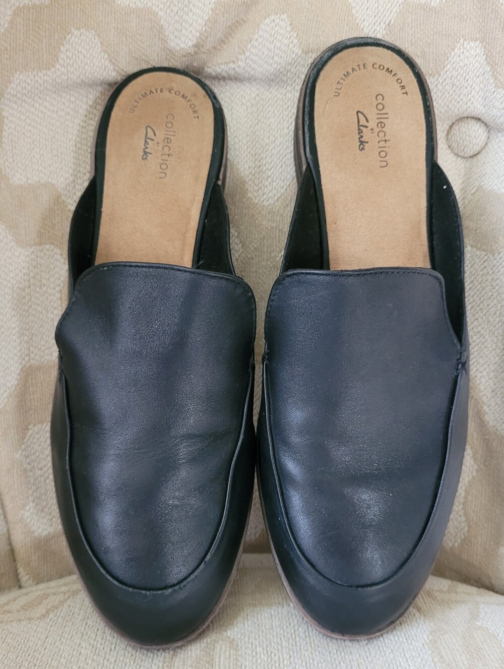 CLARKS MULES SLIP ON ULTIMATE COMFORT COLLECTION BLACK 9.5